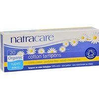 Natracare 100% Organic Cotton Tampons Super - 20 Tampons (Pack of 6)