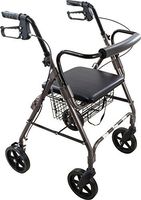 ProBasics 4 Wheel Medical Rolling Walker with Wheels, Seat, Backrest and Storage Pouch - Rollator Walker for Seniors- Durable Aluminum Frame Supports up to 300 lbs, 8-inch Wheels, Black