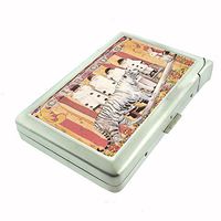 Perfection In Style Metal Cigarette Case with Built in Lighter Vintage Circus Design 012