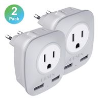 European Travel Plug Adapter,ORSEN European Plug Adapter US to Europe with 2 USB Ports,2 American Outlets- 4 in 1 for Most of Europe,Greece,France,German,Italy, Israel, Spain (Type C)