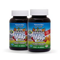 NaturesPlus Animal Parade Source of Life Sugar-Free MagKidz Children's Magnesium Supplement (2 Pack) - Natural Cherry Flavor - 90 Chewable Tablets - Bone & Muscle Health Support - 45 Servings