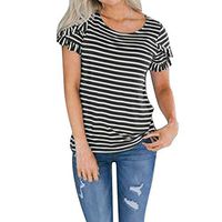 Casual Tops for Women BXzhiri Short Sleeve O-Neck T-Shirt LooseTops Blouse Black
