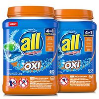 all Mighty Pacs Laundry Detergent, 4 in 1 with OXI, Tub, 60 Count, Pack of 2, 120 Total Loads
