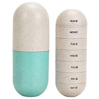 Pill Box, Grain Fiber Waterproof Weekly Pill Organizer 7 Day Pill Box Case Portable Design to Carry Vitamins, Fish Oil, Supplements and Medication for Travel Camping and Other Activities