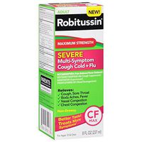 Robitussin Adult Severe Multi-Symptom Cough Cold Flu Medicine, 8 Fl Oz (Pack of 2)