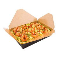 Disposable Take Out Container, #2 To Go Box - Eco-Friendly Paper - Rectangle - 49 oz - Black with Kraft Interior - 200ct Box - Restaurantware