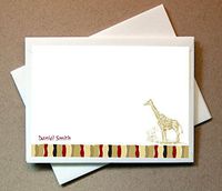 Personalized Safari Note Cards (40 Non-foldover Cards and Blank Envelopes)