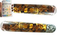 Free 20 Page Chakra Booklet with Energized Tiger Eye Orgone Rounded End Smooth Massage Wand Natural Gemstone Stone for Genuine Crystal EMF Protection Gift Christmas Father's,Mother's Day by V Jewels