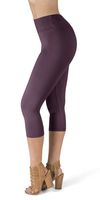 SATINA High Waisted Super Soft Capri Leggings - 20 Colors - Reg & Plus Size (One Size, Vintage Violet)