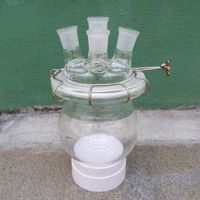 3000ml,Glass Reaction Flask,2L,Four Necks Chemistry Reactor with Lid and Clamp