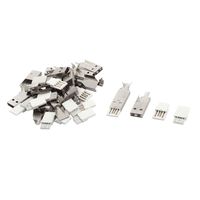 uxcell Type A USB Male Jack Connector Solder Adapter Metal Cover Repair Kit 15 Sets