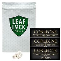 Corleone Tobacco Pipe Filters (3 Packs / 30 Filters) with Leaf Lock Gear Smell Proof Pouch
