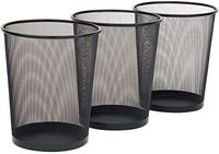 Khandekar Recycling Open Top Trash Can Dust Bins - Pack of 3 Round Shape Metal Mesh Waste Basket for Home, Office, College, Kitchen, Bathroom - 26 cm, Black