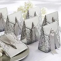 NX Garden Silver Candy Boxes 20PCS Gift Boxes Candy Bag Cake Box with Ribbons for Wedding Birthday Party