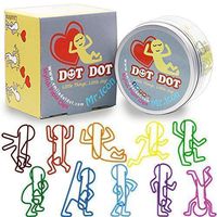 People Paper Clips 10 Assorted Colors, DOT DOT Designer Jumbo Shape Medium Paper Clips 80pcs + Gift Box(Design 2018), Novelty Stationery Office Supplies Metal Bookmark Unique Cool Paper Clips.