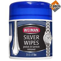 Silver Wipes - Jewelry Wipes - Cleaner and Polisher for Silver Jewelry Sterling Silver Silver Plate and Fine Antique Silver - 20 Count - Ammonia Free - 2-Pack