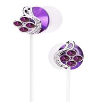 Earbuds with Microphone in-Ear Studs Earphones Noise Cancelling Headsets Volume Control Stereo Bass Crystal Clear Sound Fits All 3.5mm Interface Device (Purple)