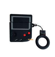 UnnFiko Game Boy Shape AirPods Case, 3D Cartoon Soft Silicone Protective Mini Bag Cute Retro Creative Airpods 1 & 2 Stand Cover with Finger Loop (Game Black, Airpods 1 & 2)