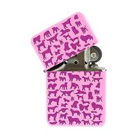 Pink Flip Top Refillable Windproof Lighter - Dog Breeds Pink Lighter