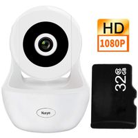 Wireless WiFi Camera, 1080P HD Wireless Night Vision Camera, Pet Monitoring Baby Camera, Built-in 32G Memory Card，Cloud Service, Remote Detect for iOS/Android