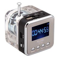 NIZHI TT-028 Portable Music Box USB TF Micro SD Card MP3 Player LCD Screen Time Display Mini Speakers FM Radio (Black)