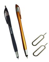 2  1 Pen Fine Point Stylus Pen Compatible IPad ,IPhone, Samsung Galaxy, Nextbook and Other Touch Screen Devices Stainless Steel SIM Card Key Remover Tool Needle Opener (Black and Orange) [2pcs]