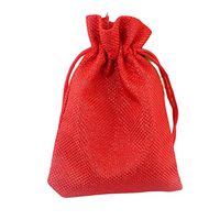 LKXHarleya 50PCS Burlap Gift Bag with Drawstring, Small Burlap Hessian Party Favor Bags, Jewelry Pouches Candy Treat Jute Bag for Wedding Party DIY Craft and Christmas, 4inch X 6inch, Red