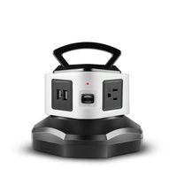 TNP Power Strip with USB Surge Protector - 3 AC Outlet + 2 USB Port Charger Charging Station Power Supply Adapter Multi Socket Plug Powerstrips Bar Stand Tower, Individual Switch, 6FT Extension Cord