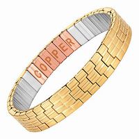 Agneti Men's Magnetic Stretchable Gold Stainless Steel with Copper Bracelet in Gift Packaging