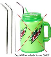 2 JUMBO 14" Stainless Steel 100 oz Straw HUGE SUPER LONG Drinking Wide Insulated Whirley Travel Mug FOAM Truck Stop Cup