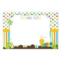 30 Blank Thank You Cards Notes Bugs Caterpillar Birthday Baby Shower + 30 White Envelopes