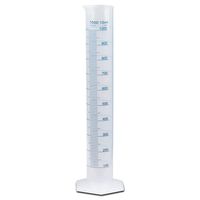 1000ml Plastic Graduated Cylinder, Printed and Molded Graduations, Single Metric Scale, Polypropylene, Karter Scientific 237O2 (Single)