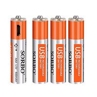 AAA Batteries - Rechargeable Triple A Lithium Batteries - Micro USB Charging Port, 1.5V/ 400mAh, Pre-Charged, 1000 Cycle - Not Alkaline/Ni-MH Batteries - 4/Pack
