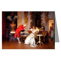 Twelve Note Cards of Francesco Beda Romantic Oil Painting Titled The Suitor in a Boxed Set