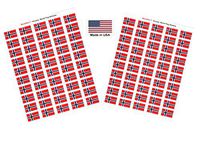 Made in USA! 100 Country Flag 1.5" x 1" Self Adhesive World Flag Scrapbook Stickers, Two Sheets of 50, 100 International Sticker Decal Flags Total (Norway)