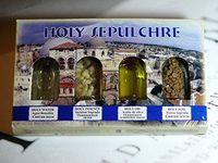 Souvenir Set Jerusalem: Jordan River Water,incense,soil and Olive Oil (Gift Pack)