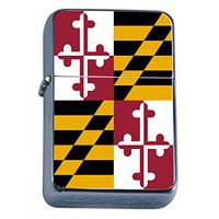 Maryland State Flag Flip Top Oil Lighter S1 Smoking Cigarette Smoker Includes Silver Case