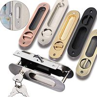 Stainless Steel Bathroom Cabinet, Bathroom Balcony Sliding Door Recessed Invisible Bathroom Wood Sliding Barn Door Lever Mortise Lock Handle Color Random