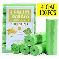 Small Trash Bags 4 Gallon Biodegradable, Unscented Recycling Garbage Bags Strong Tear & Leak Resistant, Eco-Friendly Compostable Trash Can Wastebasket Liners for Office Bathroom Kitchen Car (100 cts)