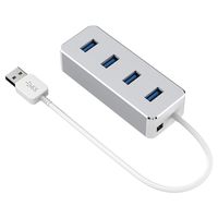 APANAGE 4 Ports Powered USB 3.0 Hub Splitter, Slim Aluminum Hub with 5Gbps High Speed Data Transfer Ports for MacBook Air, Laptop, iMac, PC, USB Flash Drives, Hard Drive (Silver)