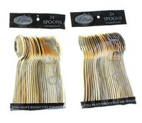 LIL 48 ct Polished Gold Spoons Lillian Cutlery Heavy Weight Plastic Party Utensils
