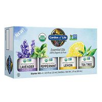 Garden of Life Essential Oils Starter Pack (Lavender, Peppermint, Lemon, Tea Tree) 2 fl oz Liquid (60 mL) - Set of 4-0.5 fl oz Bottles, 100% USDA Organic & Pure, Non-GMO, for Diffuser, Aromatherapy