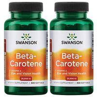 Swanson Beta-Carotene Vitamin A 25000 IU Skin Eye Immune System Health Antioxidant Support 7500 mcg 300 Softgels Count (2 Pack)