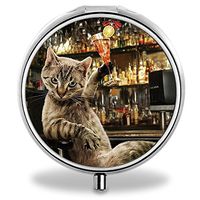 IMLONE Pill Organizer, Customized Cheers Cat Pill Boxes with 3 Components for Purse