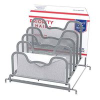 SimpleHouseware Desk 5 Sections Step File Sorter Organizer, Silver