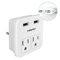 European Plug Adapter, travel adapter, POWRUI international power adapter with 2 AC Outlets and Dual USB ports for USA To Most of Europe EU Israel Brazil Italy(Type C - Most of Europe)