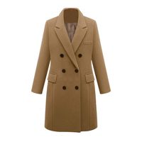 Pumsun Womens Winter Lapel Wool Coat Trench Jacket Long Parka Overcoat Outwear (XL, Khaki)