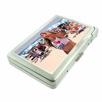 Cuban Pin Up Girls Cuba D6 Cigarette Case Lighter Smoking King Size Cigarettes Silver Metal Wallet 4" X 2.75" RFID Protection