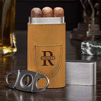 Oakmont Engraved Bamboo Leatherette Cigar Case (Personalized Product)