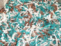 4oz Bag Brown Ivory Teal Gift Basket Shred Crinkle Paper Filler Bedding ngKE -1654